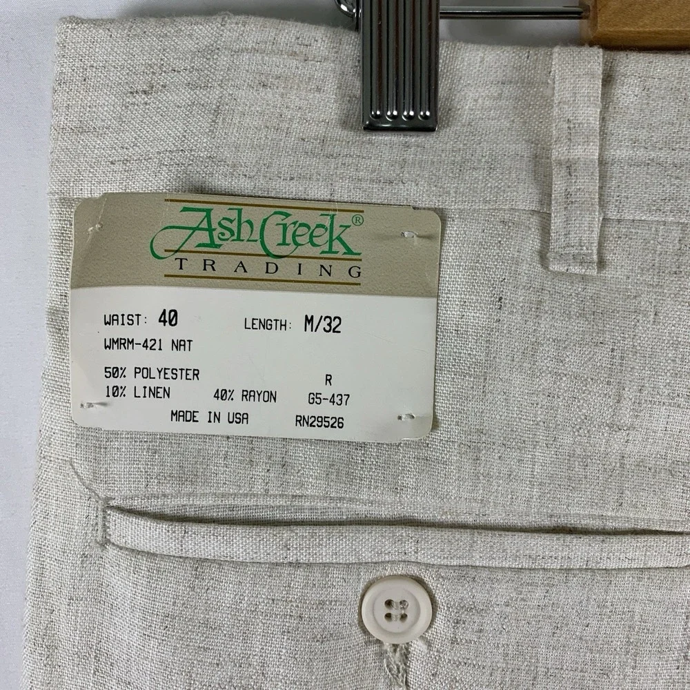 VTG Ash Creek Mens Pleated Dress Pants 40x32 Beige Resort Coastal Old Money USA